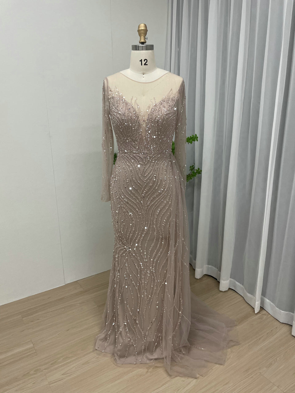 Gorgeous Handmade Beading Sheer Neck Birthday Party Evening Dress MY30020