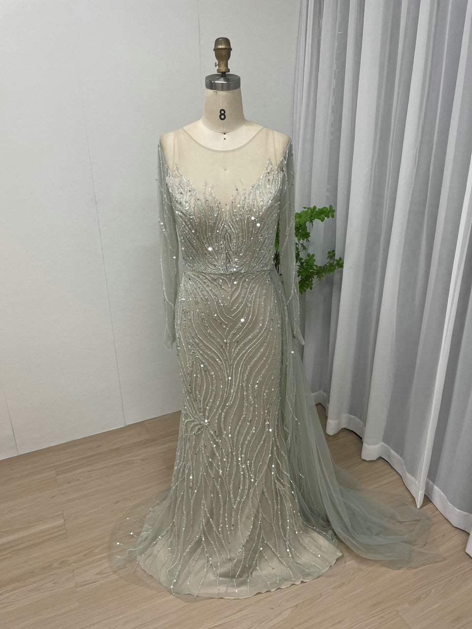 Gorgeous Handmade Beading Sheer Neck Birthday Party Evening Dress MY30020