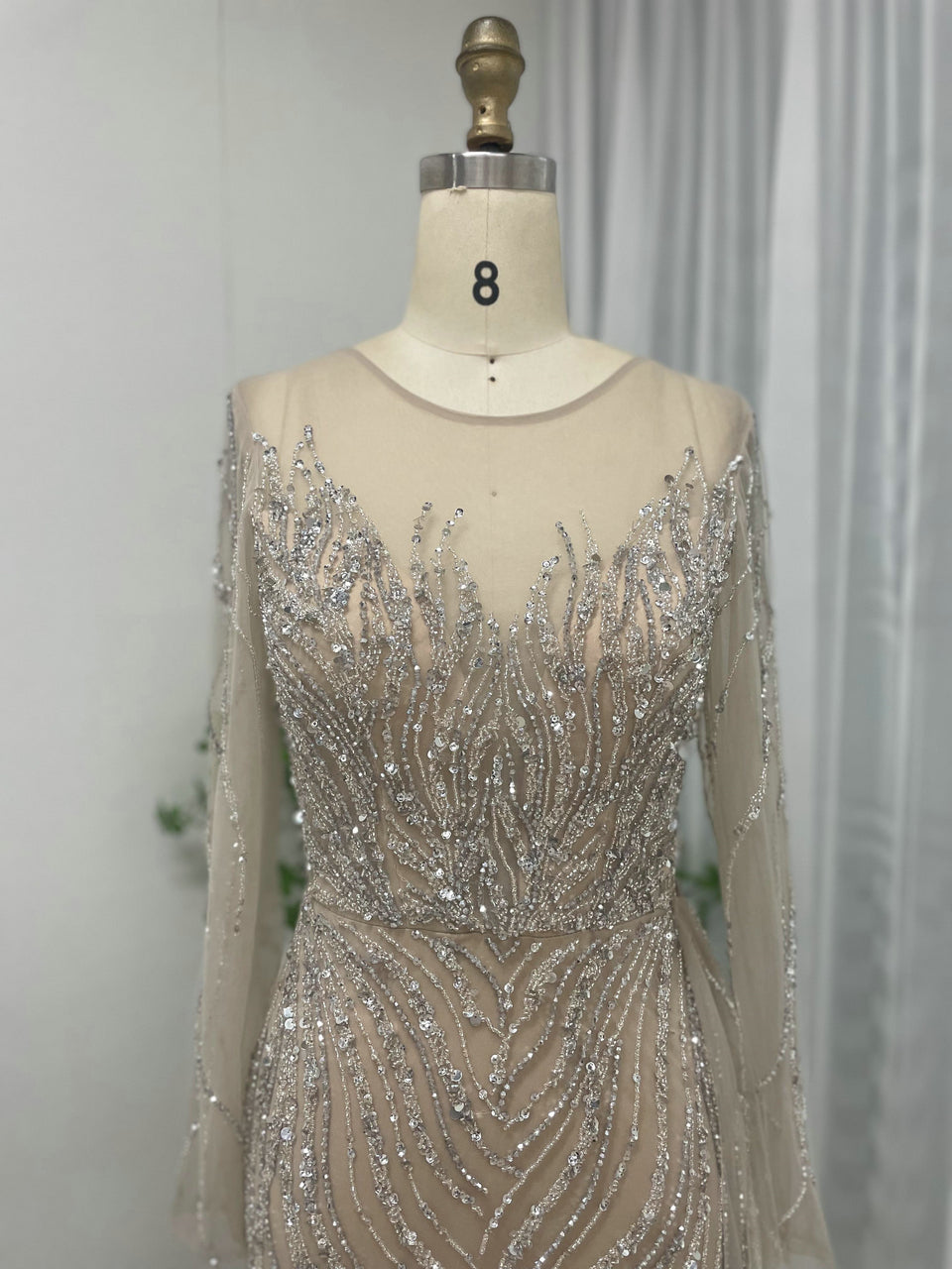 Gorgeous Handmade Beading Sheer Neck Birthday Party Evening Dress MY30020