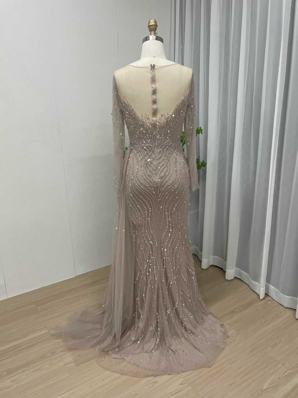 Gorgeous Handmade Beading Sheer Neck Birthday Party Evening Dress MY30020