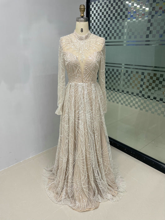 Exquisite Haute Couture A Line Long Sleeve Wedding/Birthday Party Evening Dress MY30030