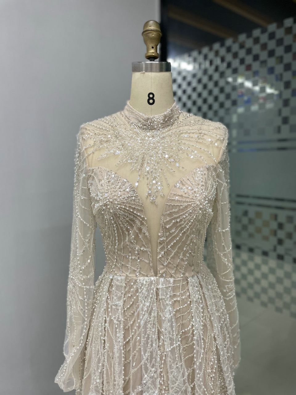 Exquisite Haute Couture A Line Long Sleeve Wedding/Birthday Party Evening Dress MY30030