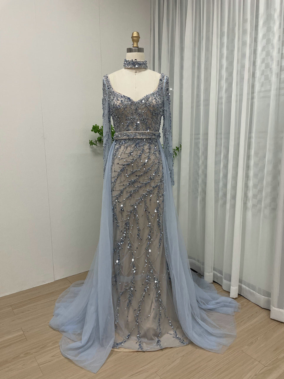 Elegant Sweetheart Halter Neck Beading Evening Dress-Removable Tulle Skirt MY30040