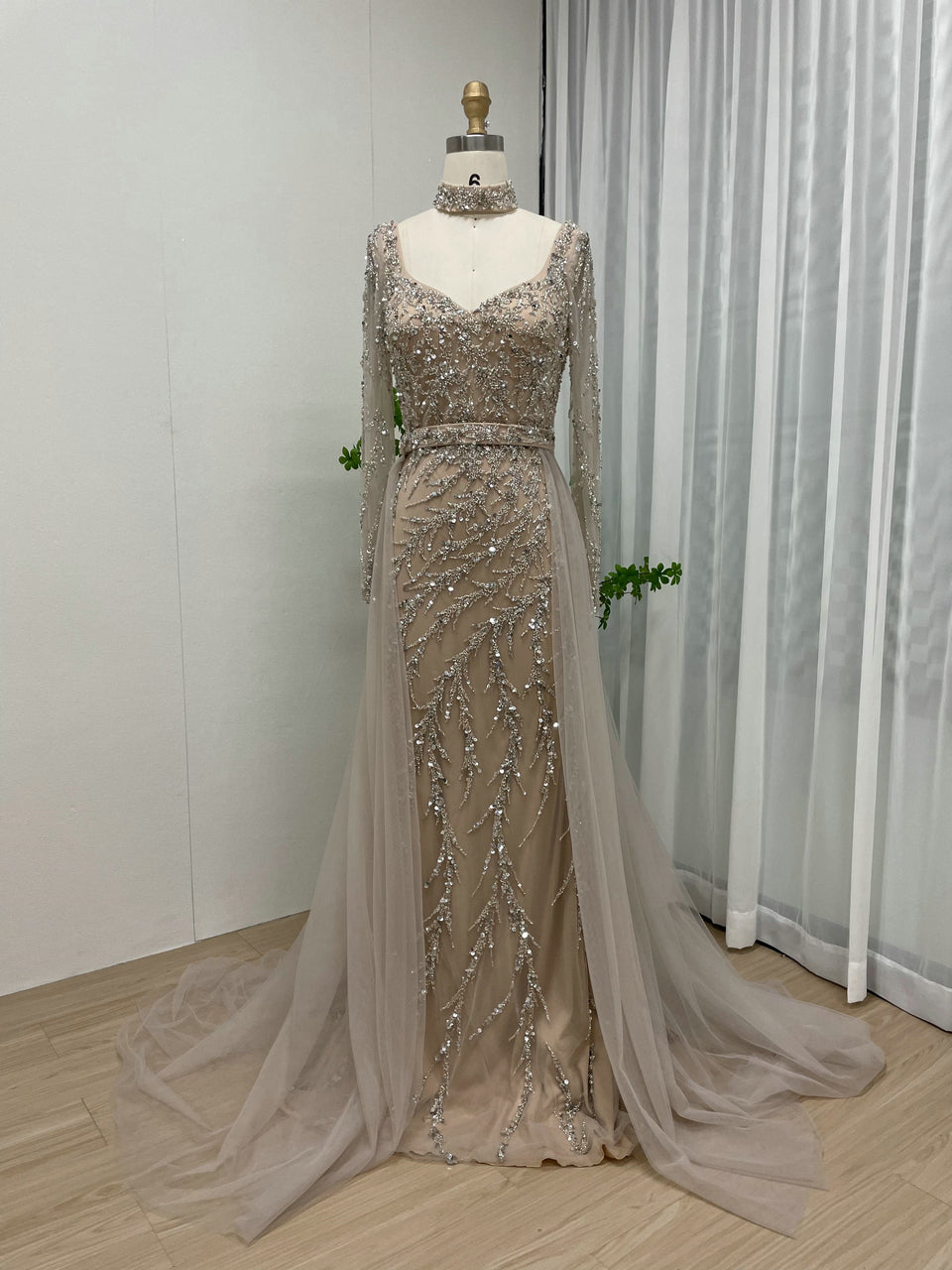 Elegant Sweetheart Halter Neck Beading Evening Dress-Removable Tulle Skirt MY30040