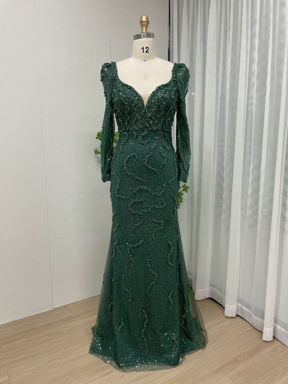 Sweetheart Long Sleeve Fitted Evening Dress MY30041