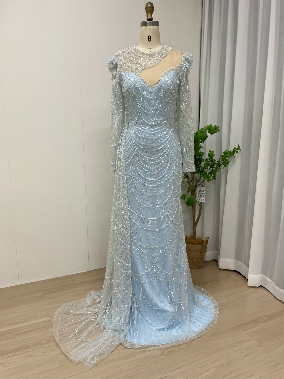 Exclusive Designer Beading Lace Long Sleeve Mother Of Bride Wedding Party Dress MY30042