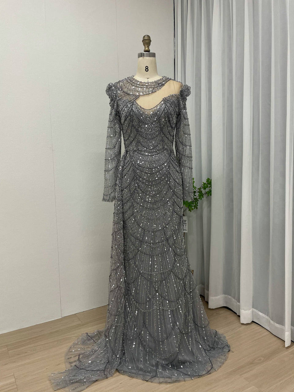 Exclusive Designer Beading Lace Long Sleeve Mother Of Bride Wedding Party Dress MY30042