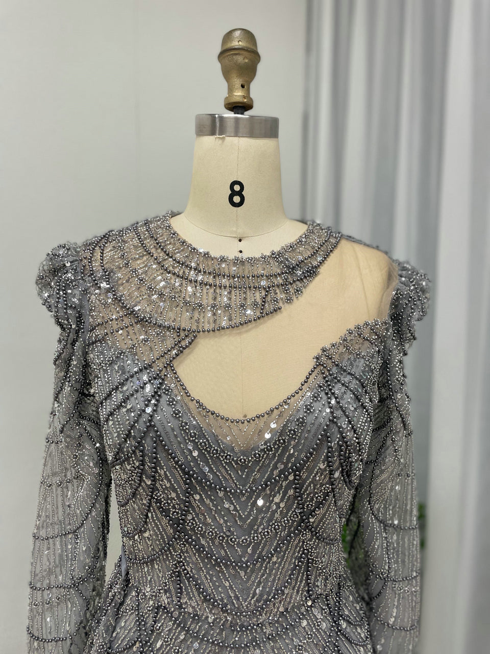 Exclusive Designer Beading Lace Long Sleeve Mother Of Bride Wedding Party Dress MY30042