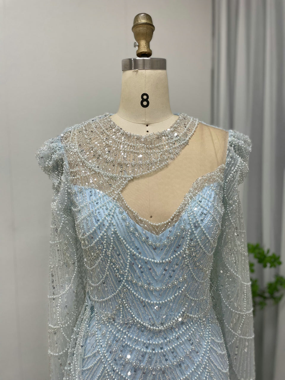 Exclusive Designer Beading Lace Long Sleeve Mother Of Bride Wedding Party Dress MY30042