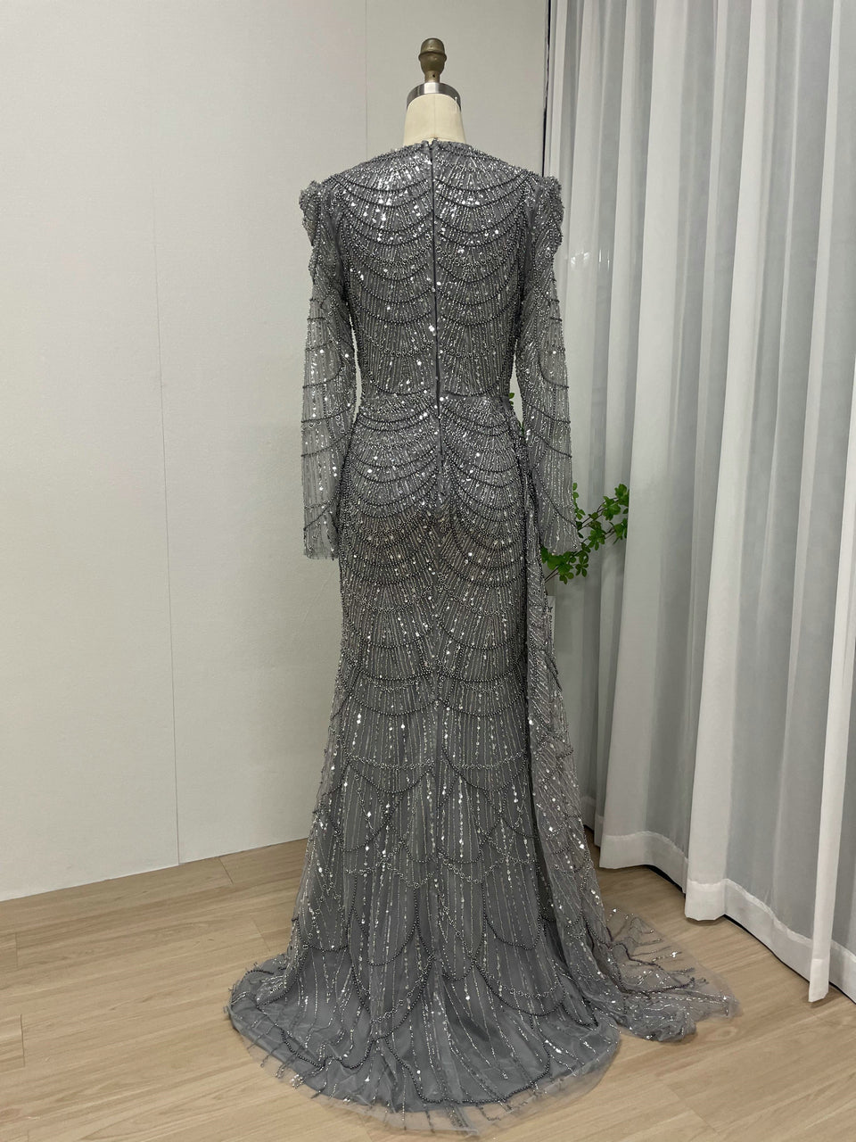 Exclusive Designer Beading Lace Long Sleeve Mother Of Bride Wedding Party Dress MY30042