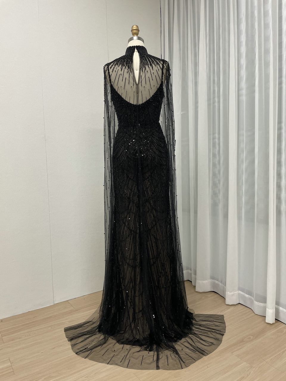 Luxury Beading Lace Mermaid Back Cape Two Piece Wedding Party Evening Dress MY30047-3