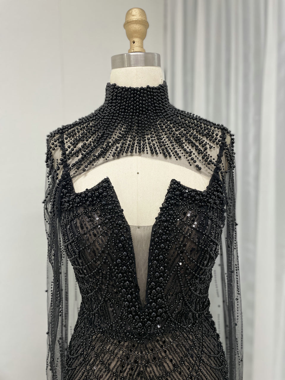 Luxury Beading Lace Mermaid Back Cape Two Piece Wedding Party Evening Dress MY30047-3