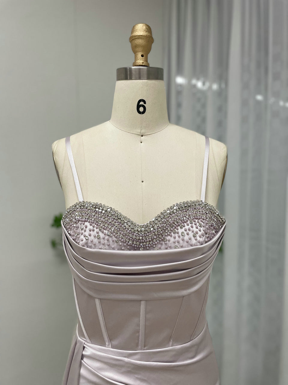 Sweetheart Beading Ruffle Top Split Skirt Satin Prom Dress MY30055