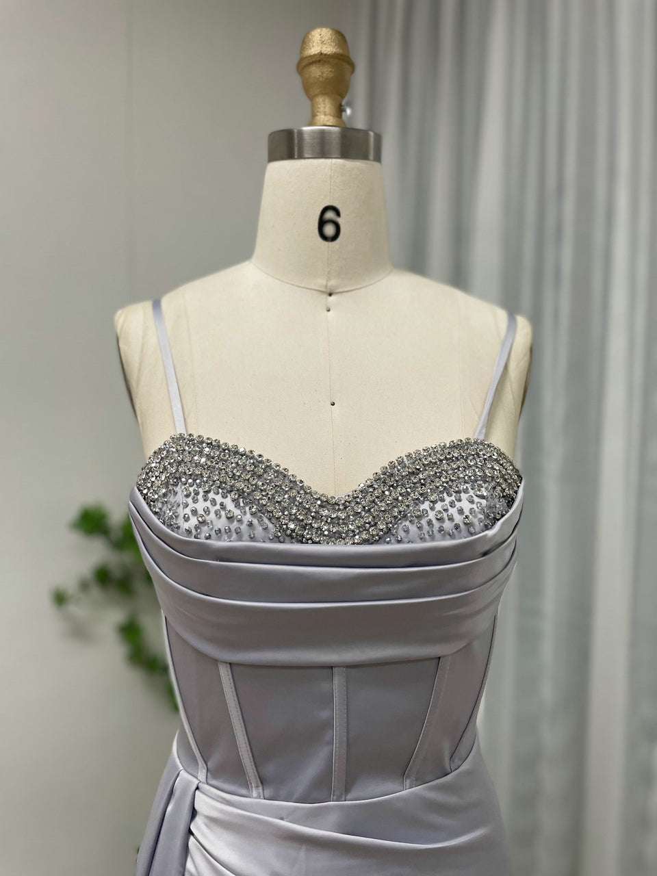 Sweetheart Beading Ruffle Top Split Skirt Satin Prom Dress MY30055