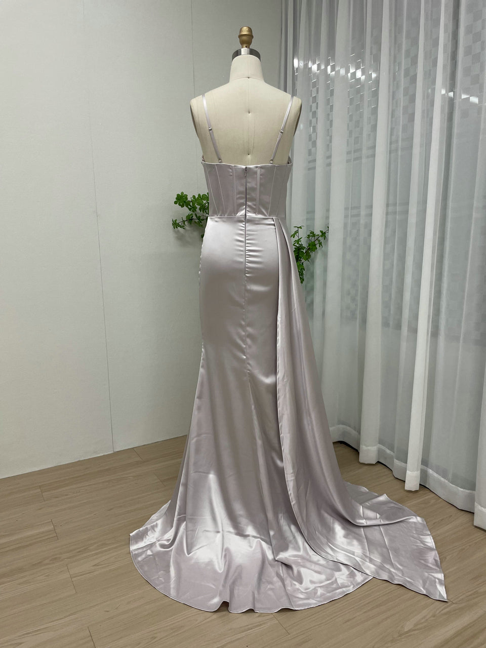 Sweetheart Beading Ruffle Top Split Skirt Satin Prom Dress MY30055