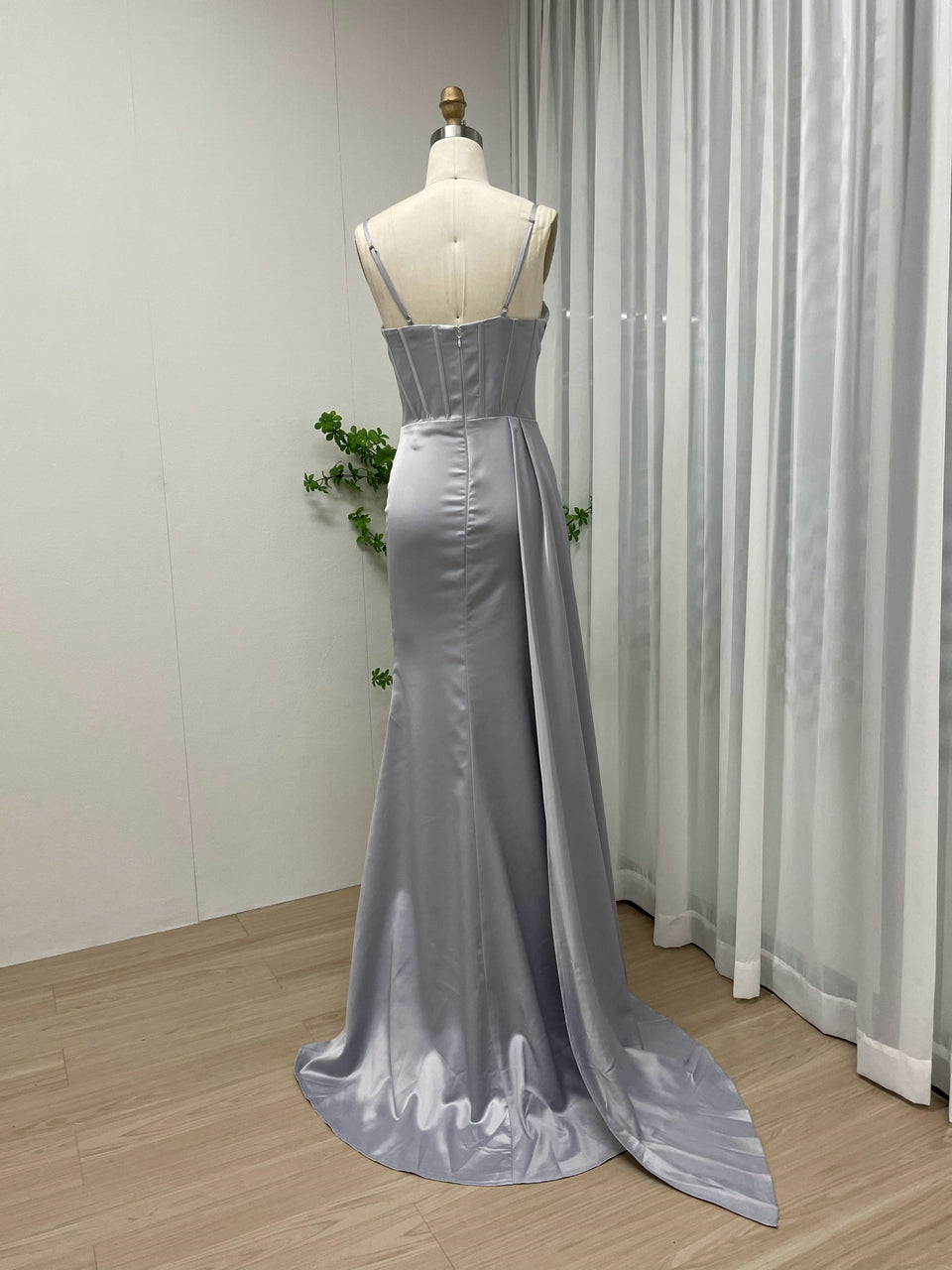 Sweetheart Beading Ruffle Top Split Skirt Satin Prom Dress MY30055