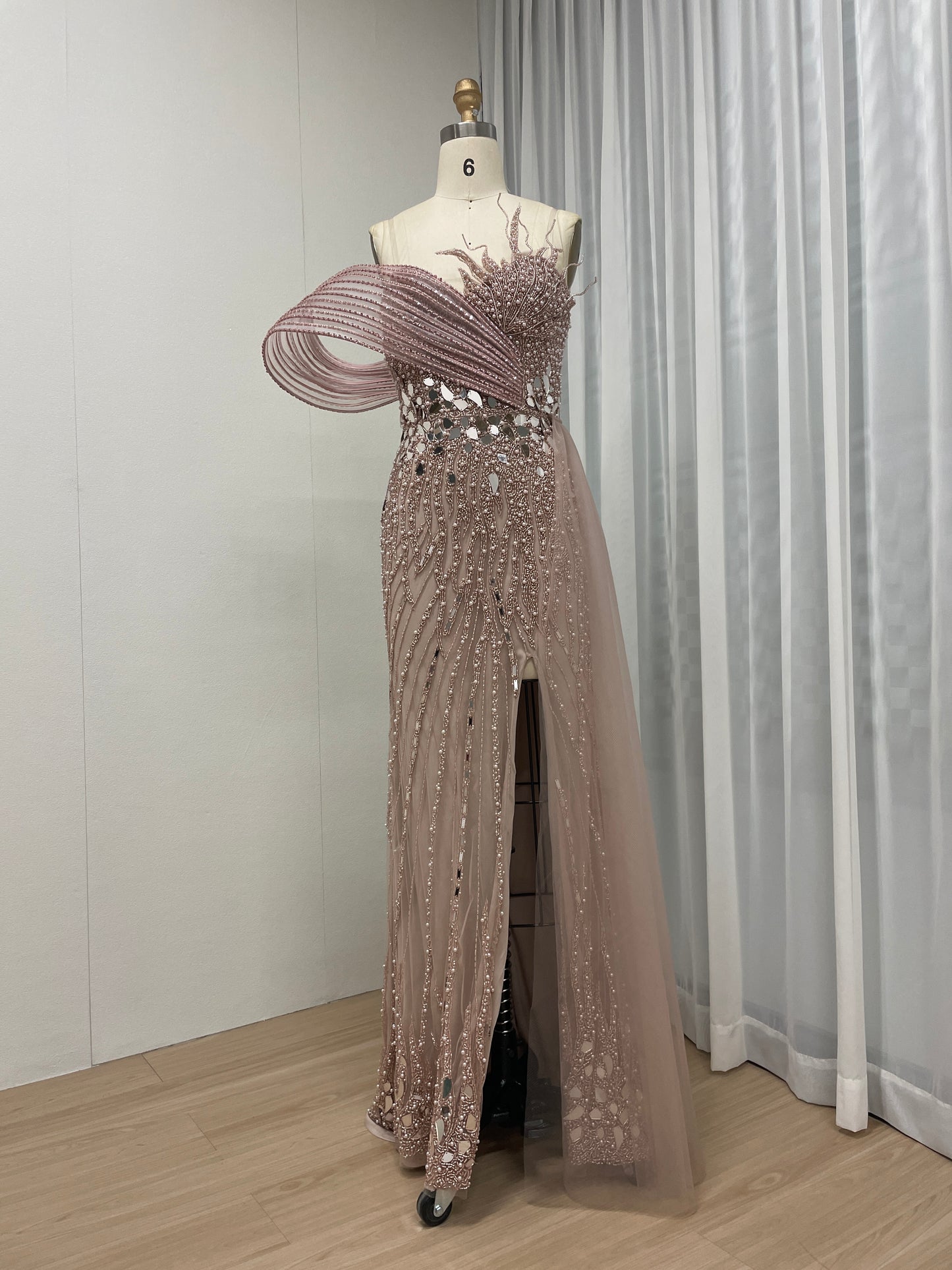 Exclusive Couture Beading Red Carpet High Split Evening Dress MY30059-2