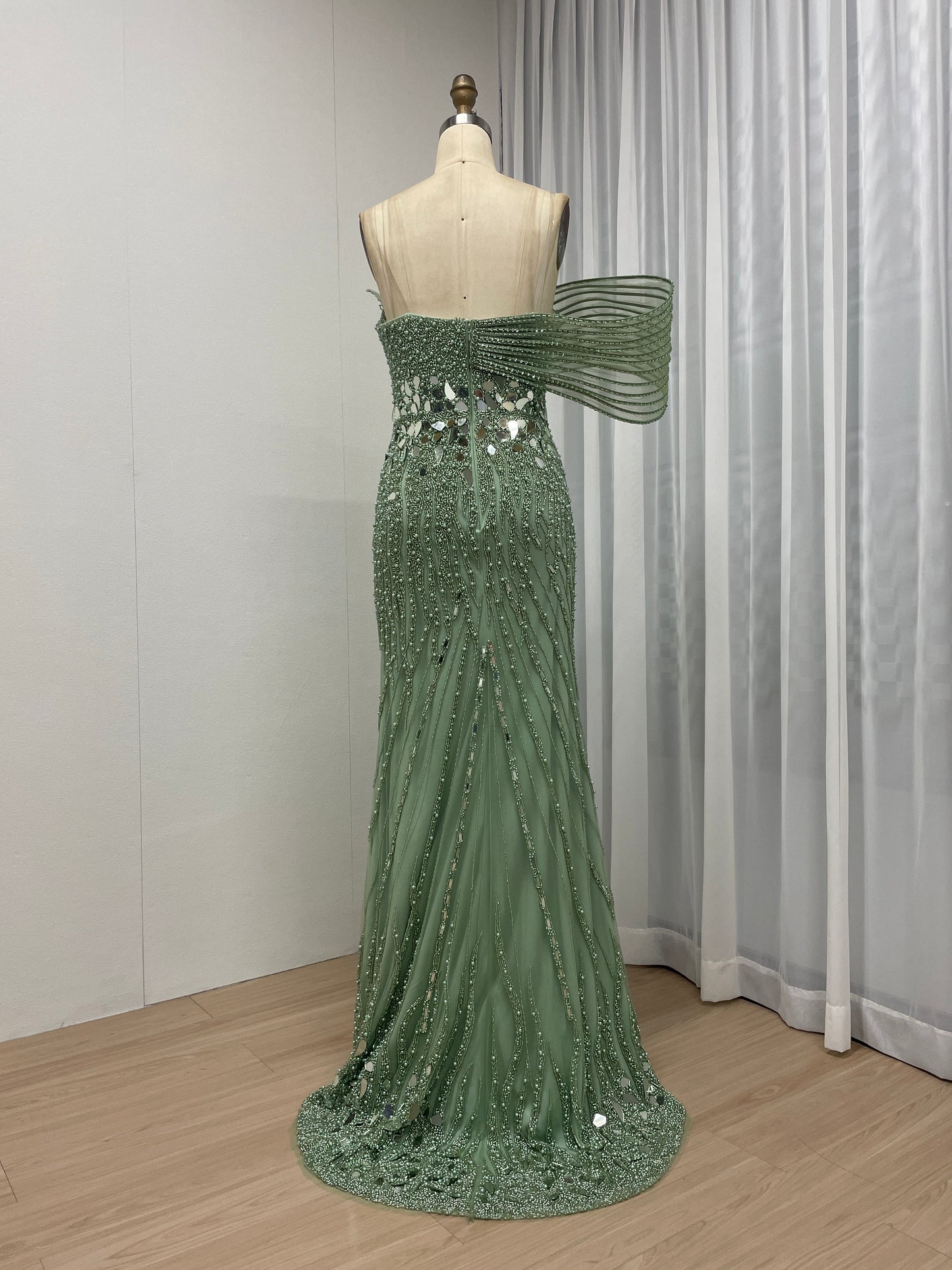 Exclusive Couture Beading Red Carpet High Split Evening Dress MY30059-2