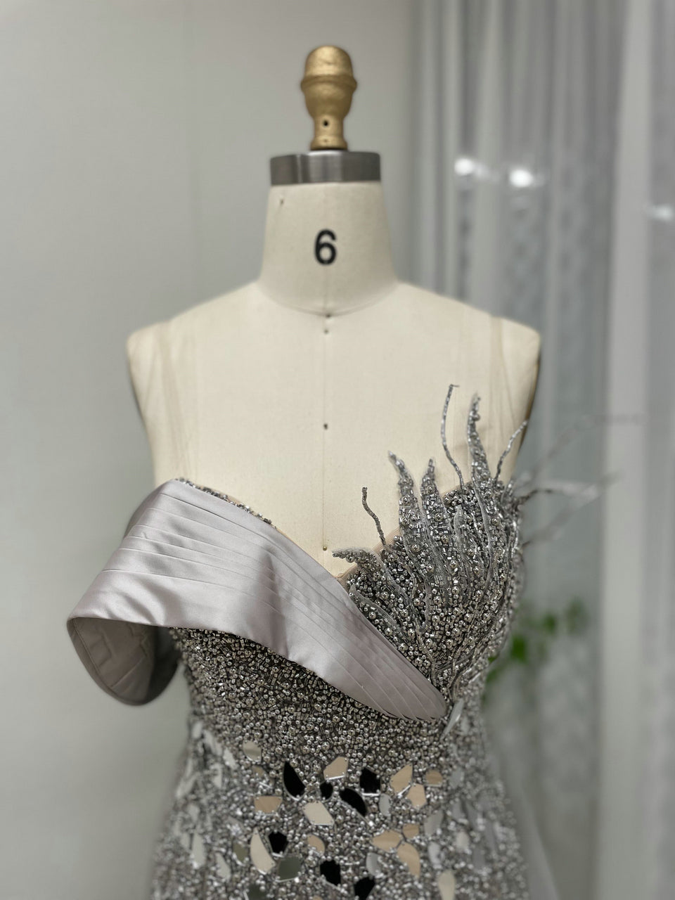 Exclusive Couture Beading Strapless Gala Party Formal Dress With Removable Glove Sleeve MY30059