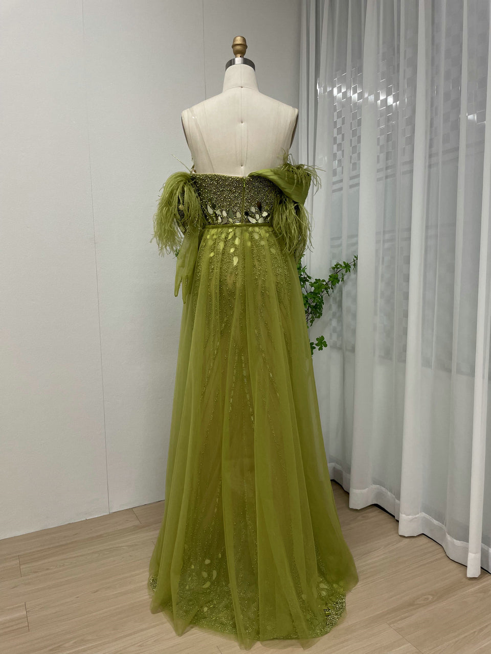 Exclusive Couture Beading Strapless Gala Party Formal Dress With Removable Glove Sleeve MY30059