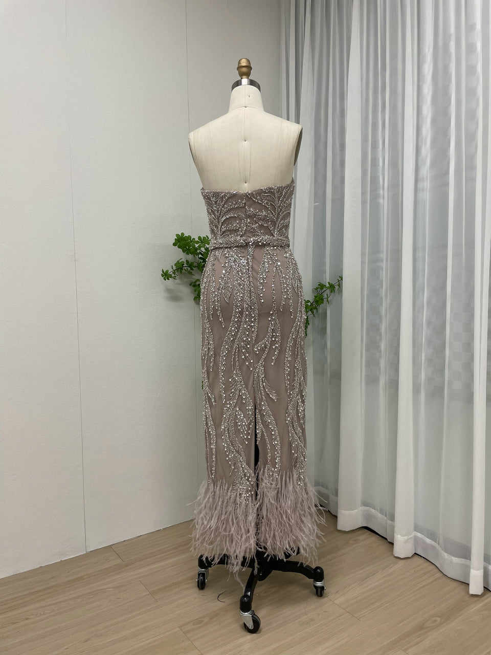 Unique Beaded Pink Off Shoulder Evening Dress Detachable Cape Sleeves MY30065