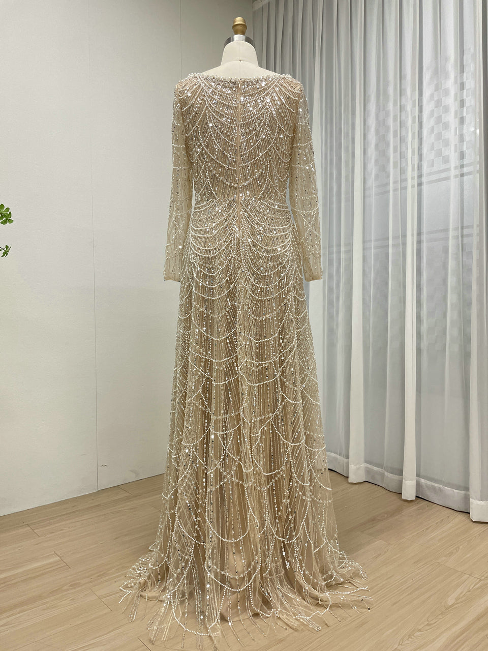 Luxury Beaded Mermaid Gown with Long Sleeves for Formal Events MY30081L-2B