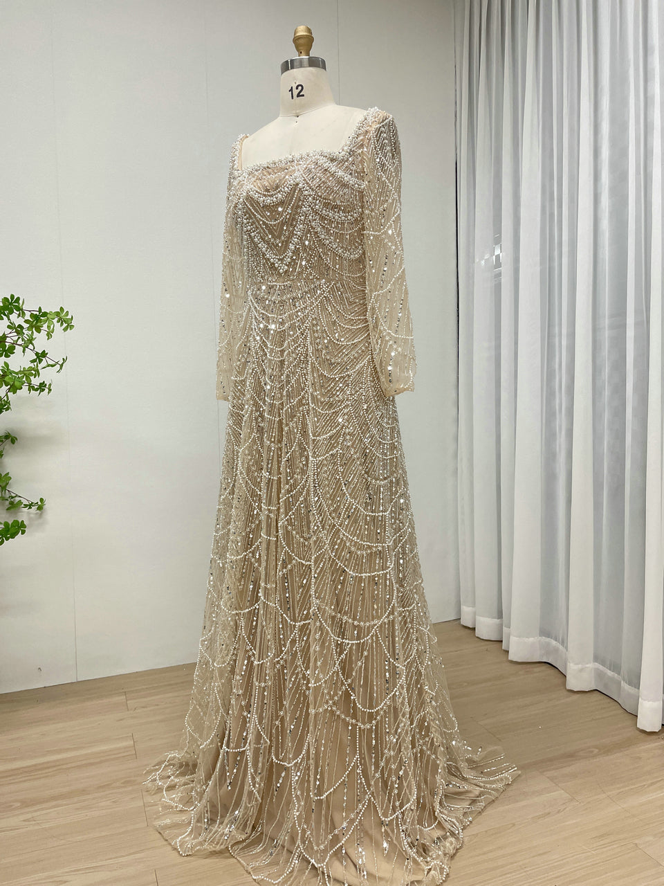 Luxury Beaded Mermaid Gown with Long Sleeves for Formal Events MY30081L-2B