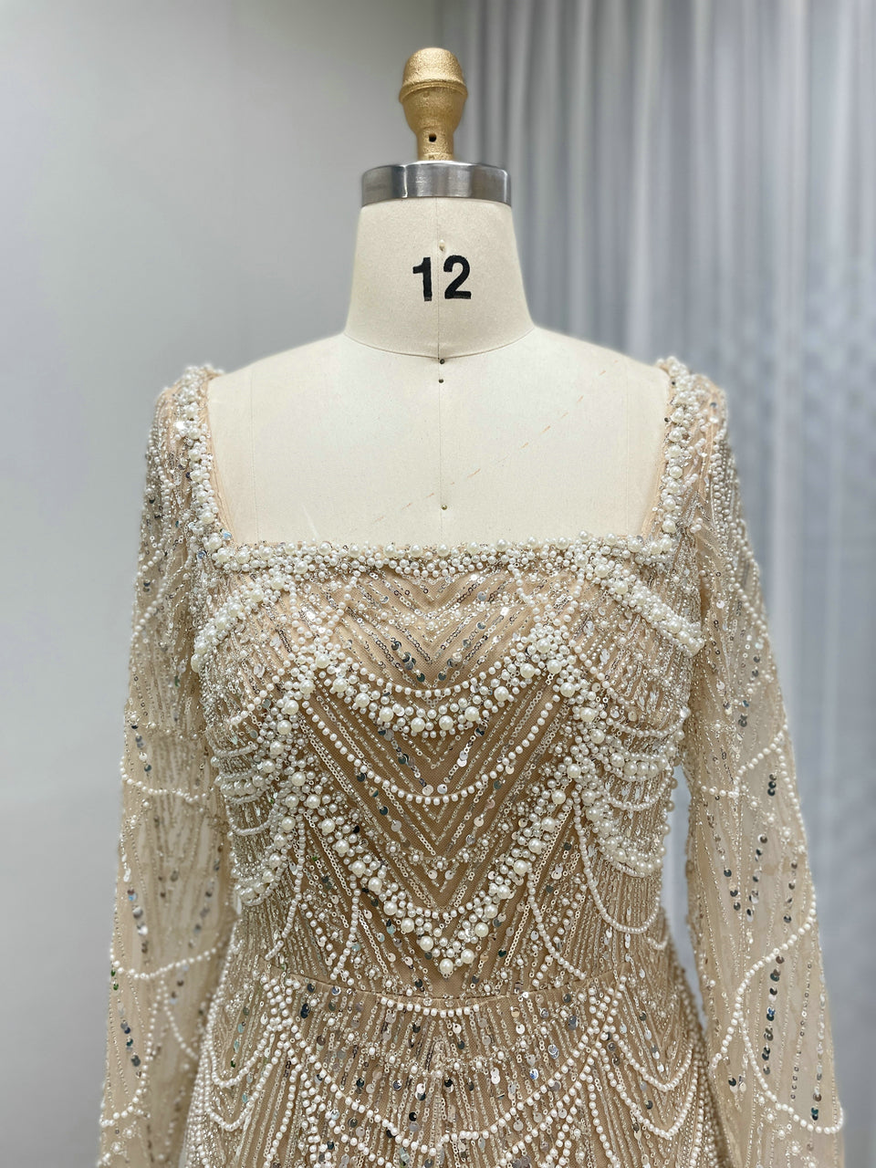 Luxury Beaded Mermaid Gown with Long Sleeves for Formal Events MY30081L-2B