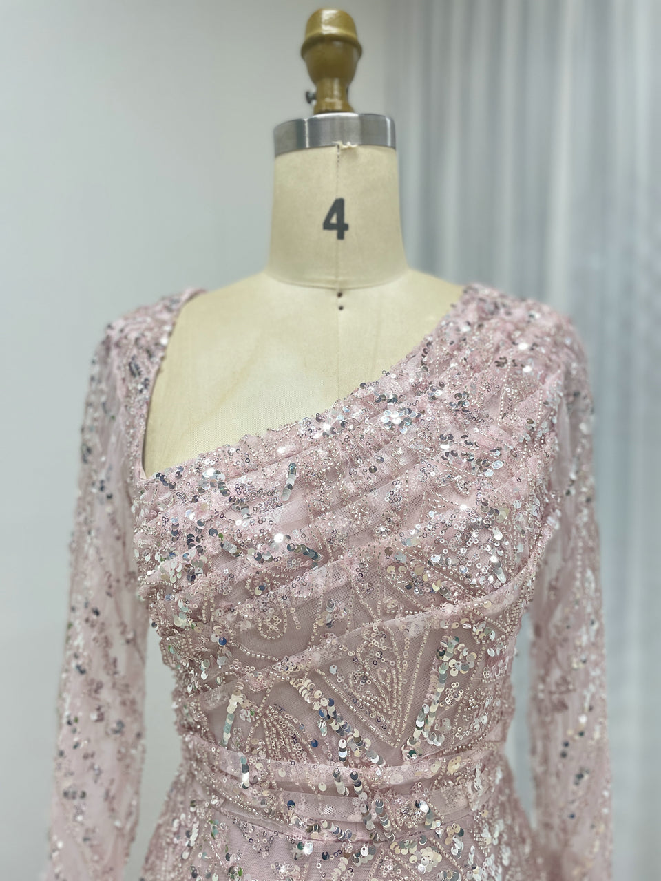 Elegant Sequined Flared Sleeves Flowing Skirt Luxury Evening Wear for Special Occasions MY30089-2