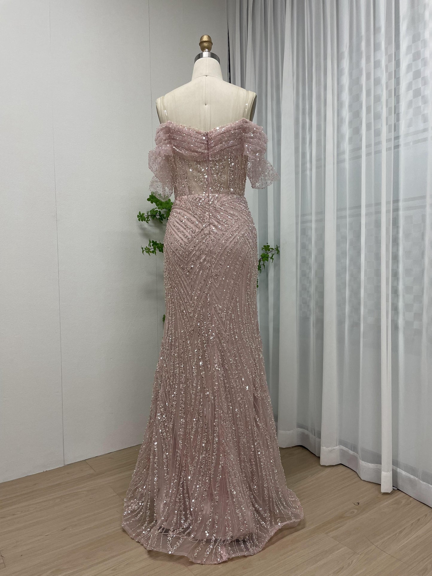 Elegant Off Shoulder Pleated Bust Mermaid Party Evening Dress MY30103