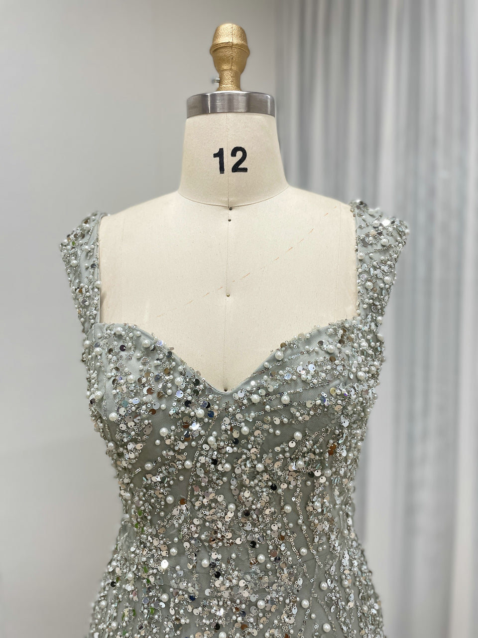 Glamorous Beaded Sweetheart Neckline Mermaid Evening Gown Crystal Embellished Flowy Tulle Formal Prom Dress Women MY30108-3