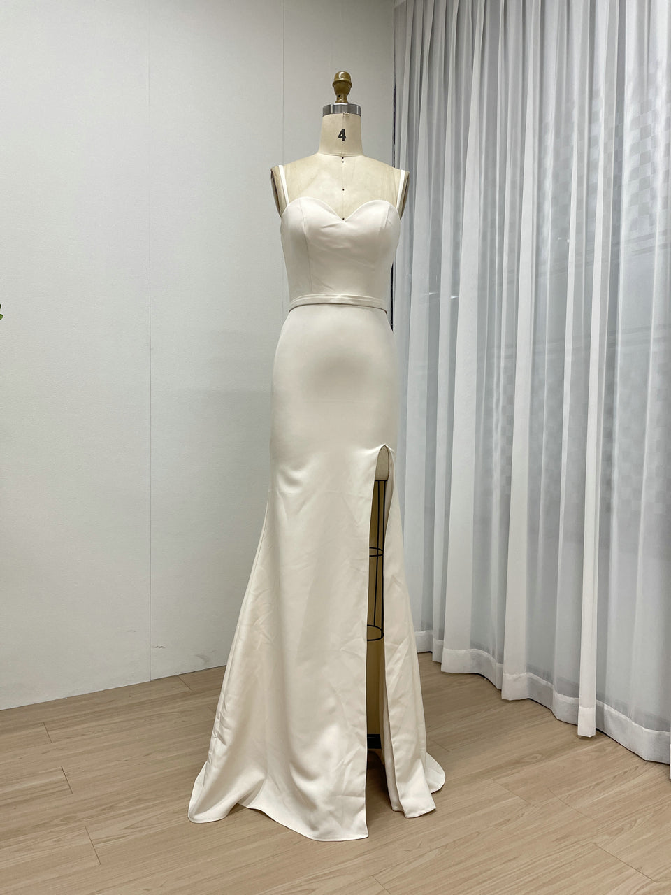 Bejge Strapless Mermaid Evening Gown Bow Waist Slit Train Wedding Prom MY30132-2