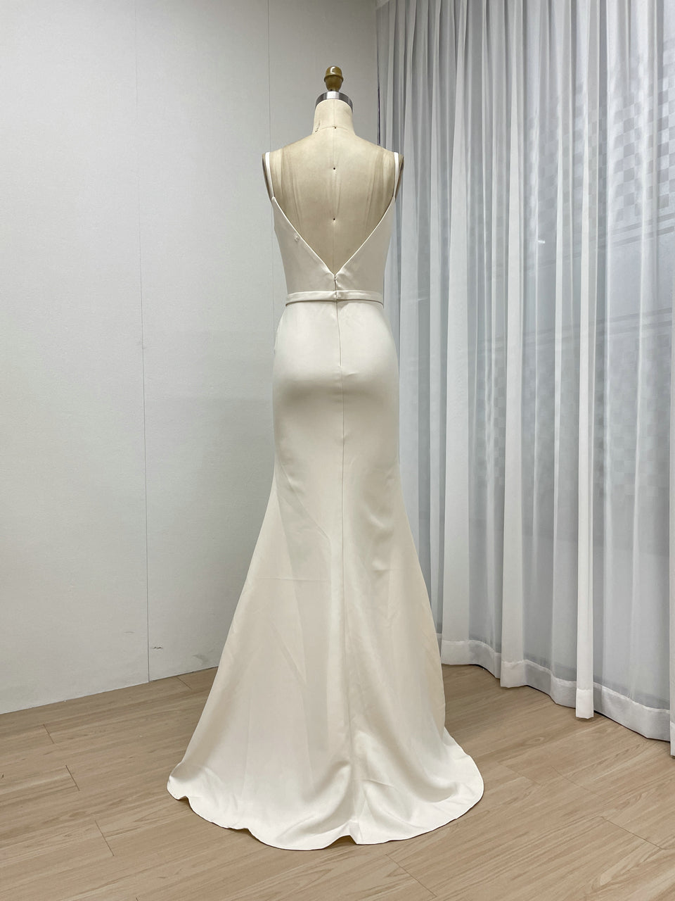Bejge Strapless Mermaid Evening Gown Bow Waist Slit Train Wedding Prom MY30132-2