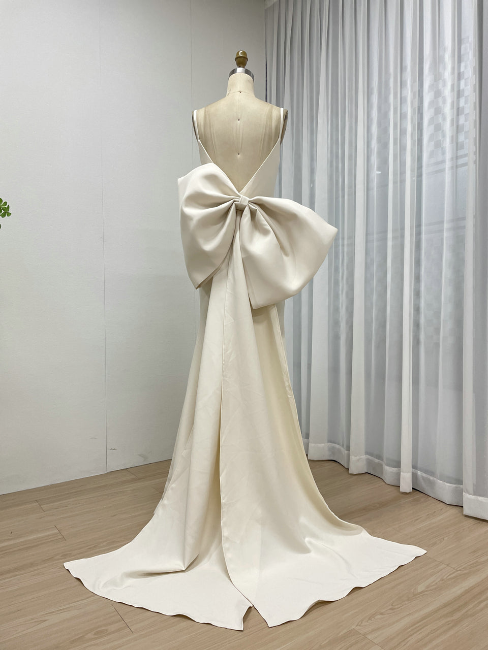 Bejge Strapless Mermaid Evening Gown Bow Waist Slit Train Wedding Prom MY30132-2