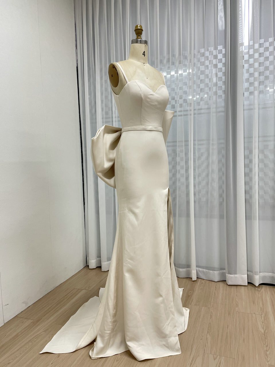Bejge Strapless Mermaid Evening Gown Bow Waist Slit Train Wedding Prom MY30132-2