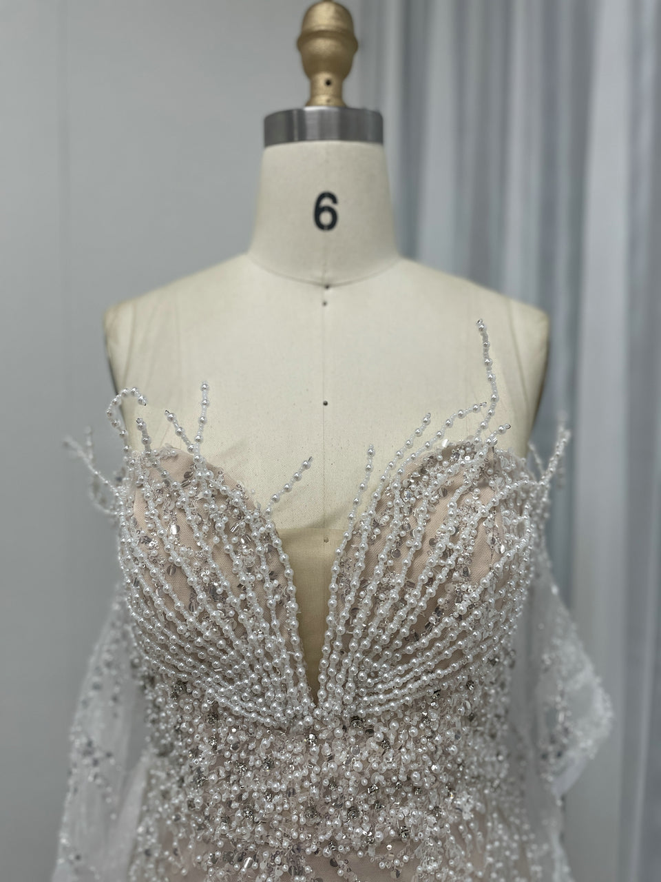 Exquisite White Beaded Mermaid Gown for Weddings MY30134
