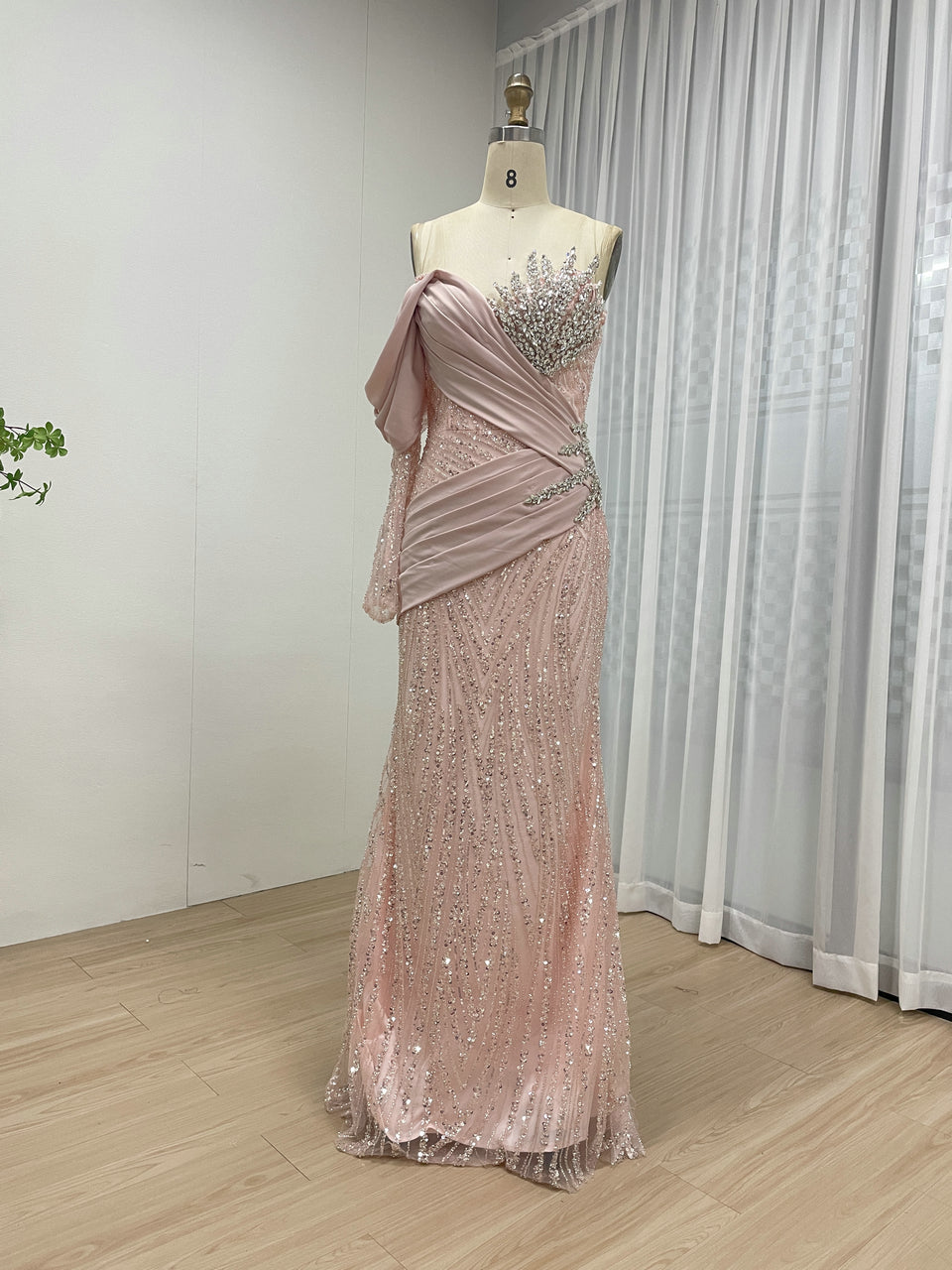 Chic Off-Shoulder Pink Gown for Gala Nights MY30138