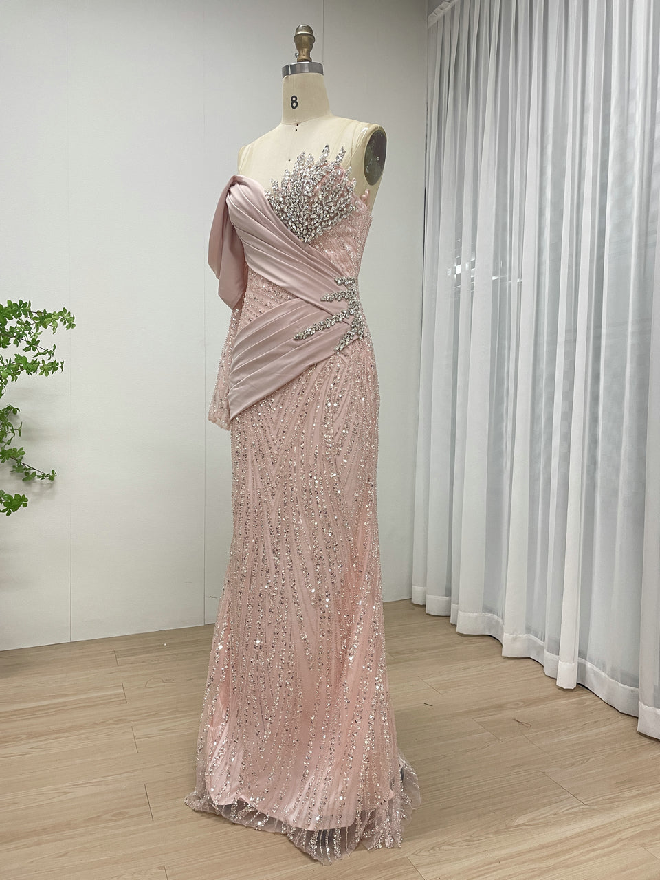 Chic Off-Shoulder Pink Gown for Gala Nights MY30138