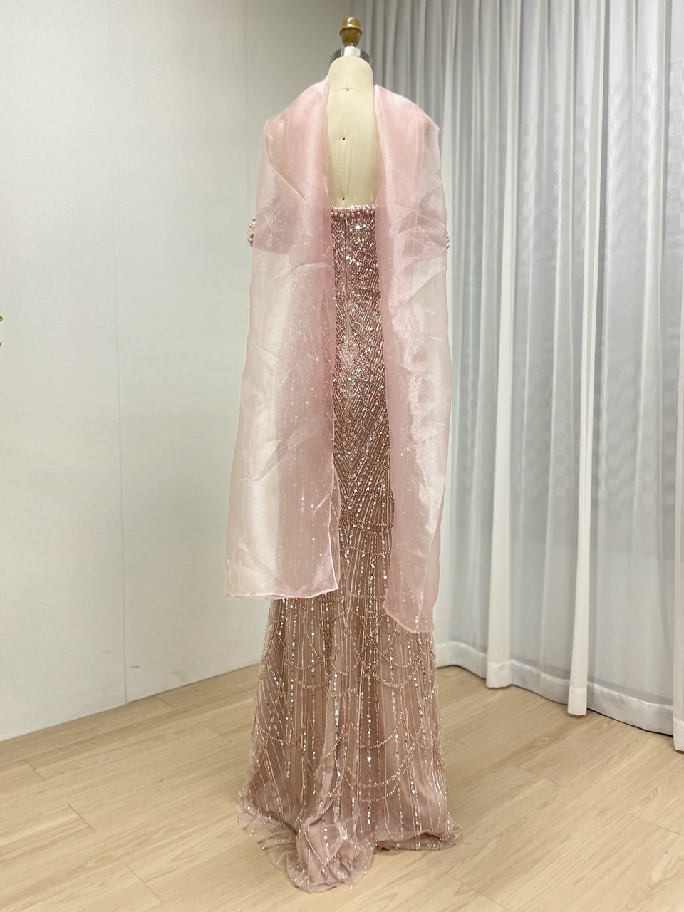 New Arrival Rhinestone Slit Prom Dress Mermaid Pink Beaded Off-Shoulder Evening Gown MY30167