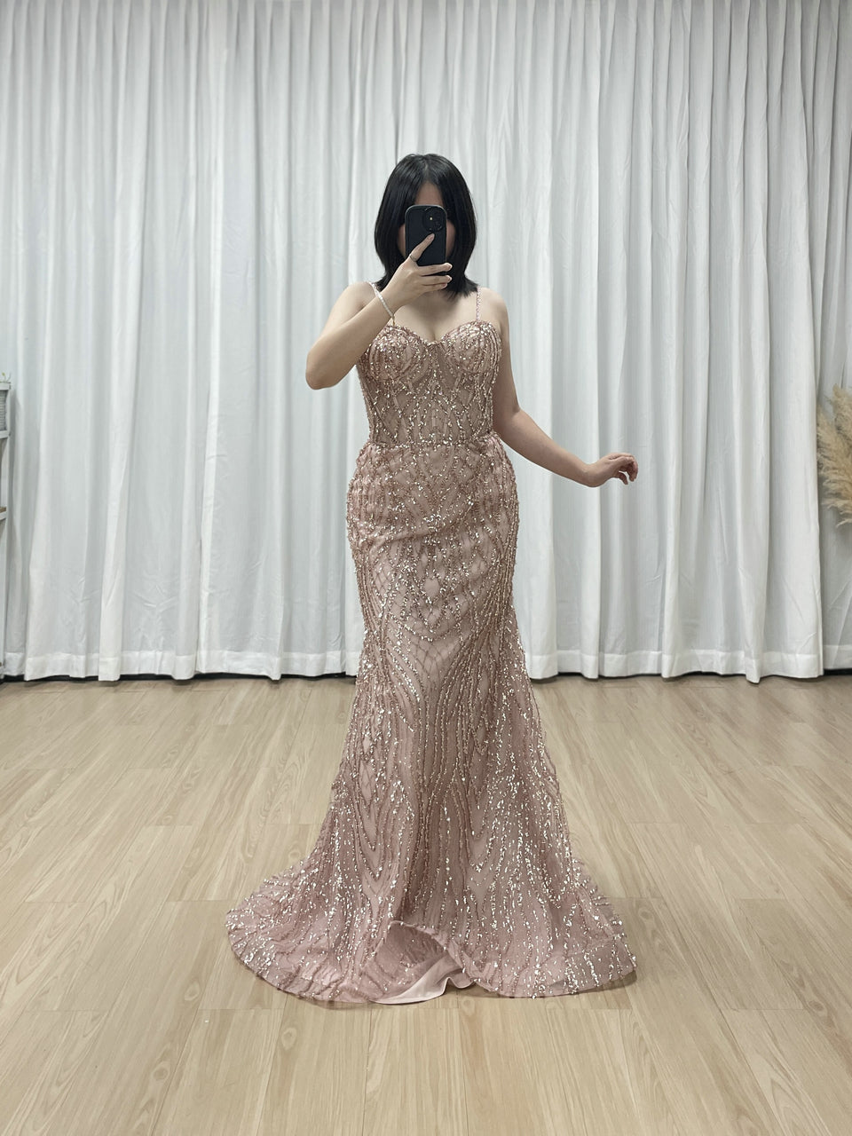 Luxury Pink Beaded Mermaid Evening Gown with Corset Bodice MY30169