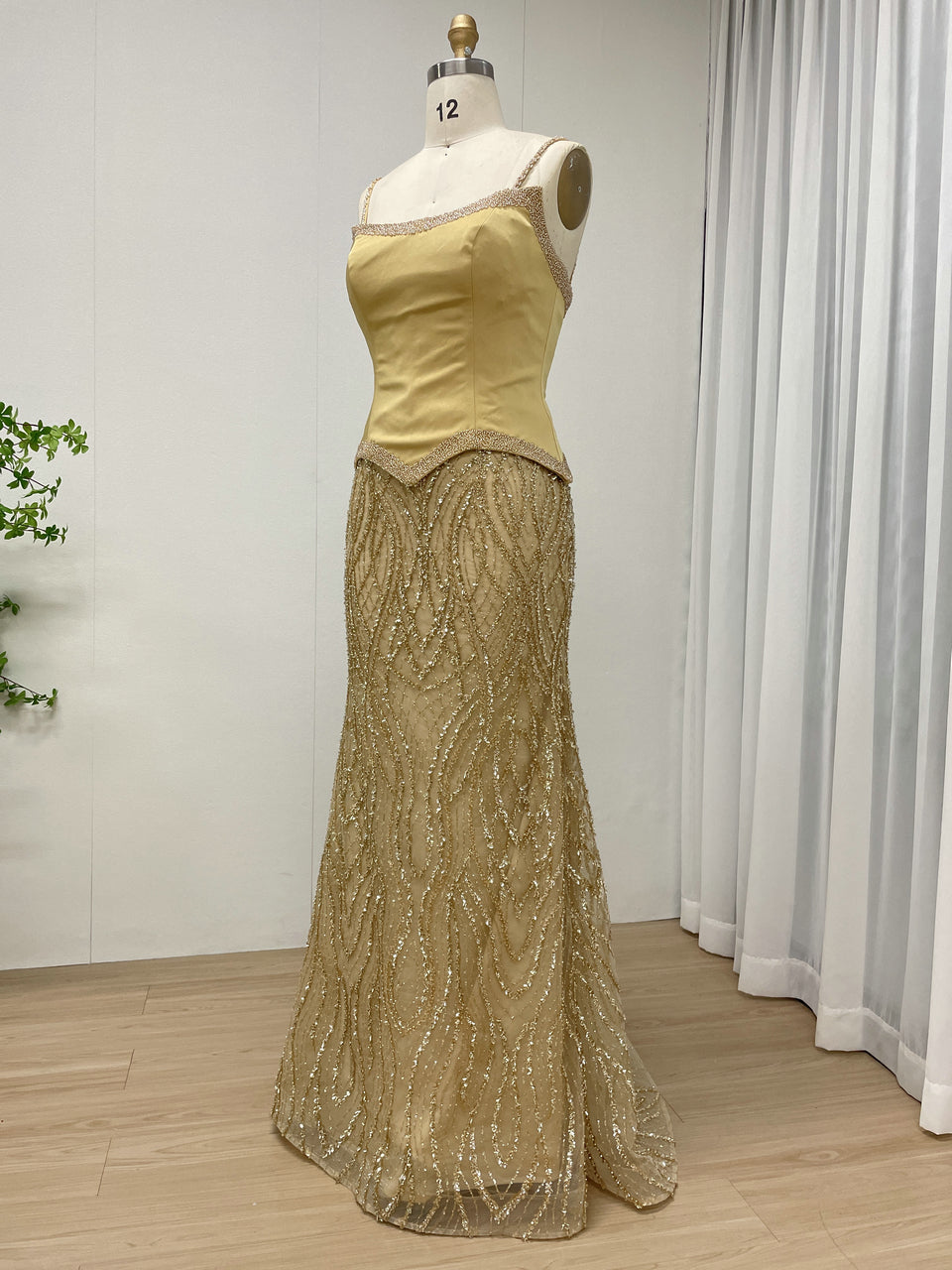 Luxury Pink Beaded Mermaid Evening Gown with Corset Bodice MY30169