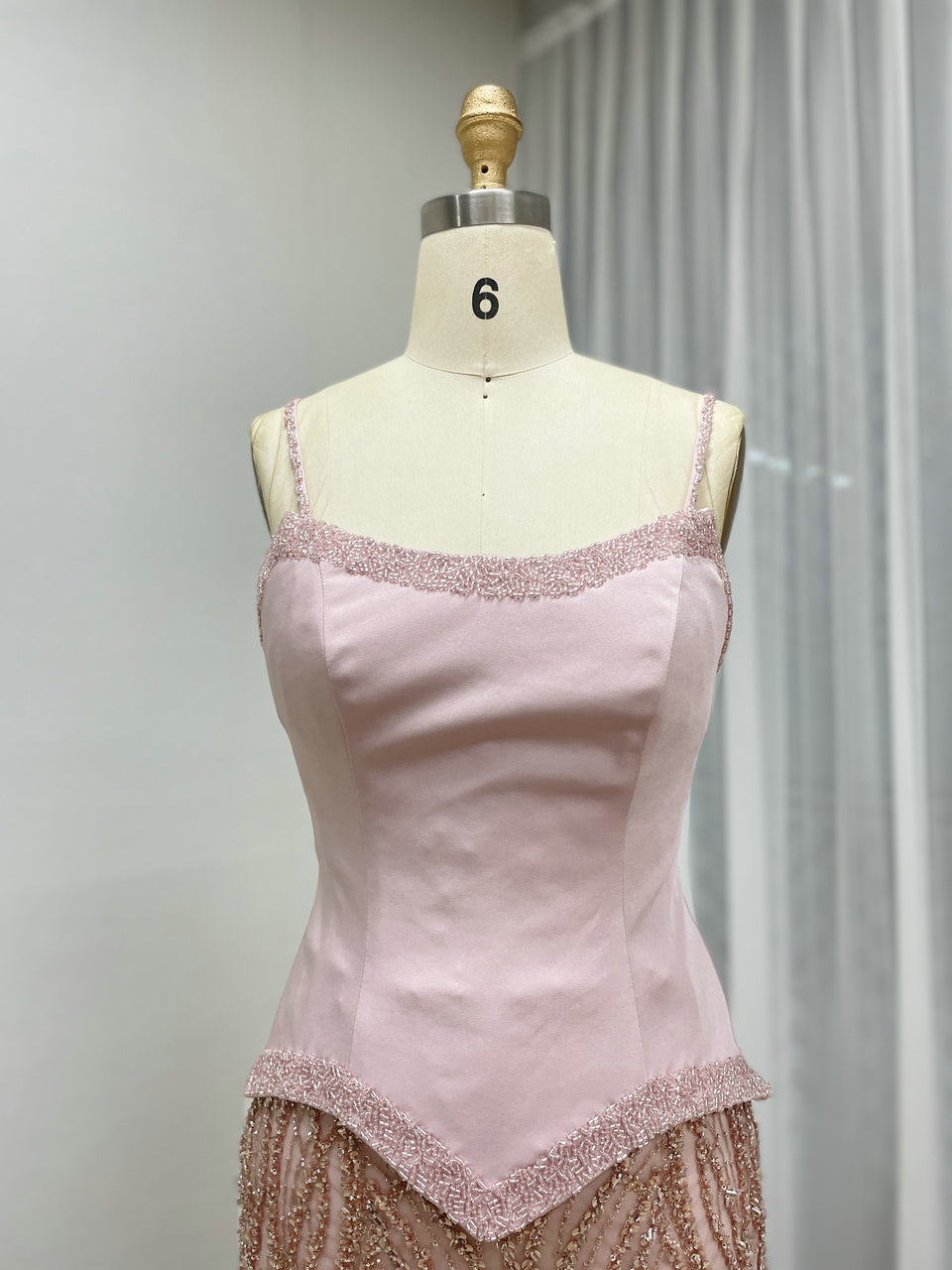 Luxury Pink Beaded Mermaid Evening Gown with Corset Bodice MY30169