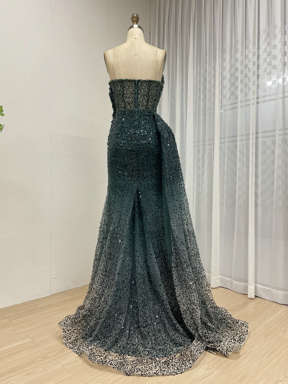Glamorous Ombre Sequin Gala Dress Strapless Slit Perfect for Special Event MY30184