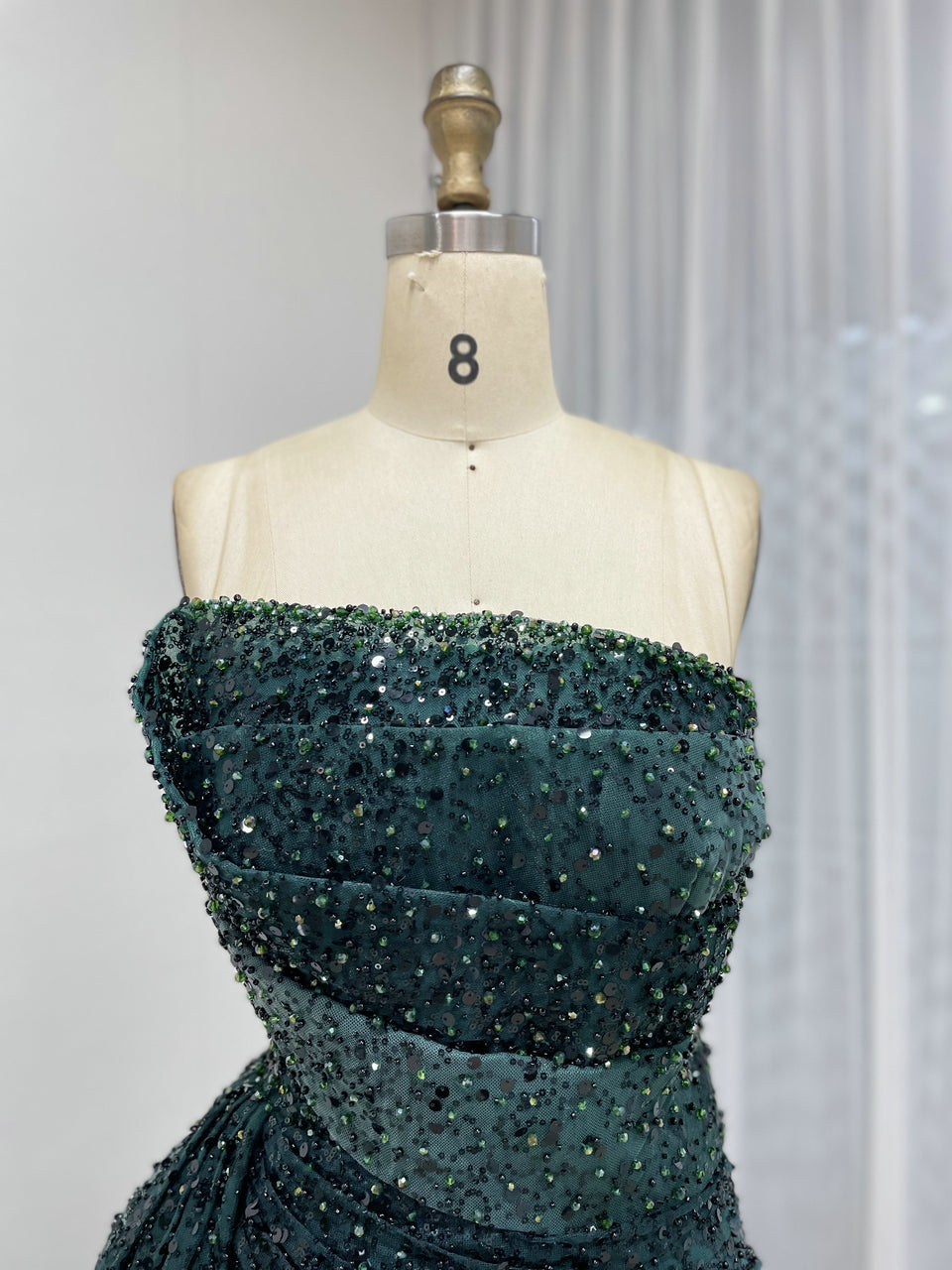 Glamorous Ombre Sequin Gala Dress Strapless Slit Perfect for Special Event MY30184