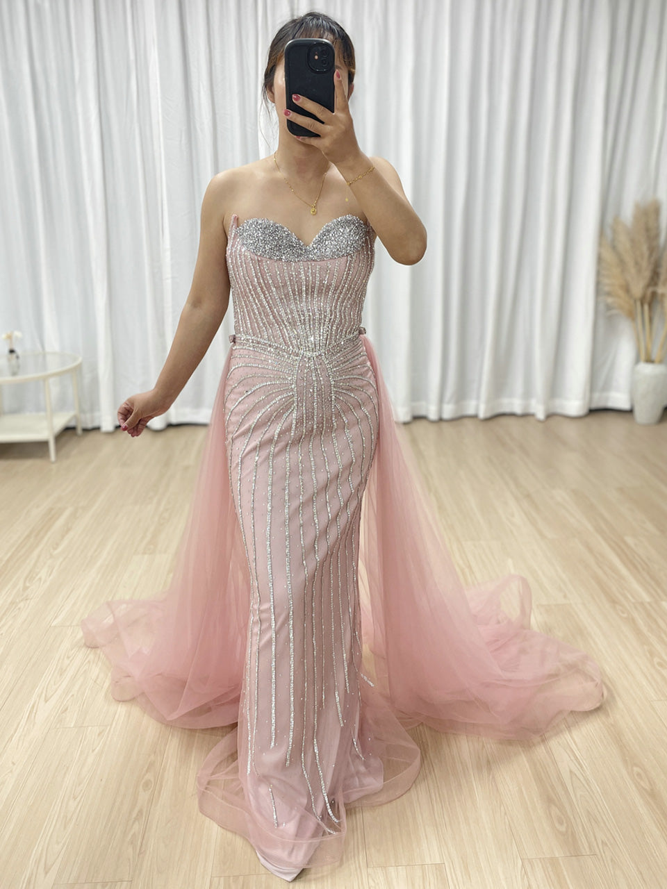 Gorgeous Mermaid Prom Evening Gown With Detachable Back Skirt MB40365B