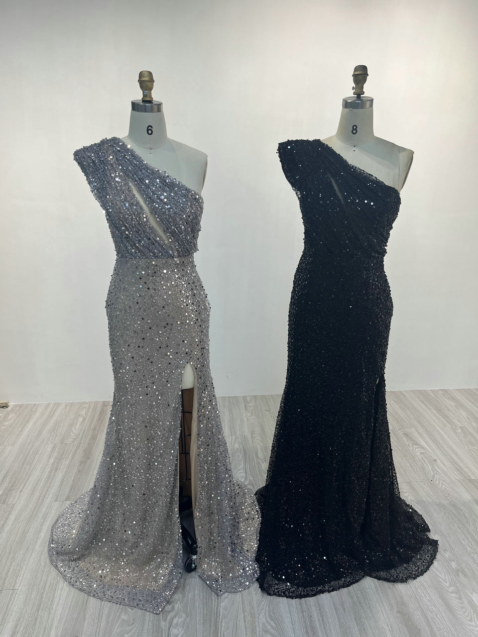 Exclusive One Shoulder High Split Designer Evening Dress AM22212