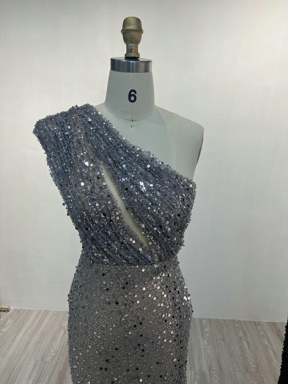 Exclusive One Shoulder High Split Designer Evening Dress AM22212