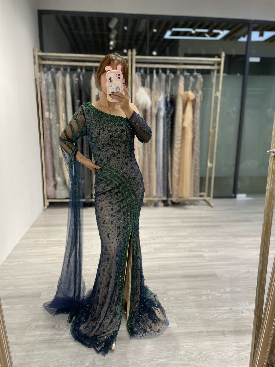 Exclusive Handmade Beading Long Sleeve Wedding Party Dress DDS025