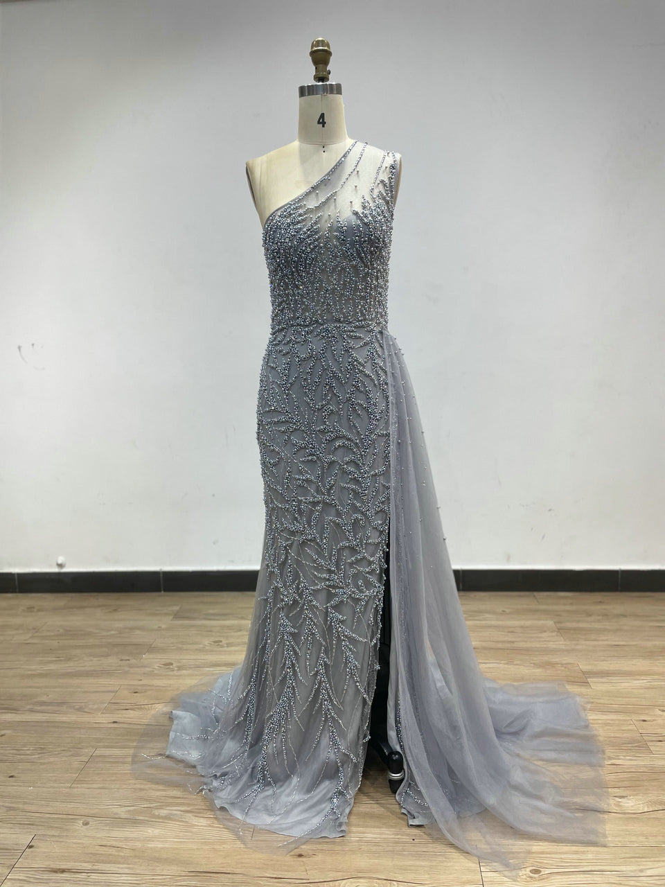 High Split Beading Pearl Dress DDS053