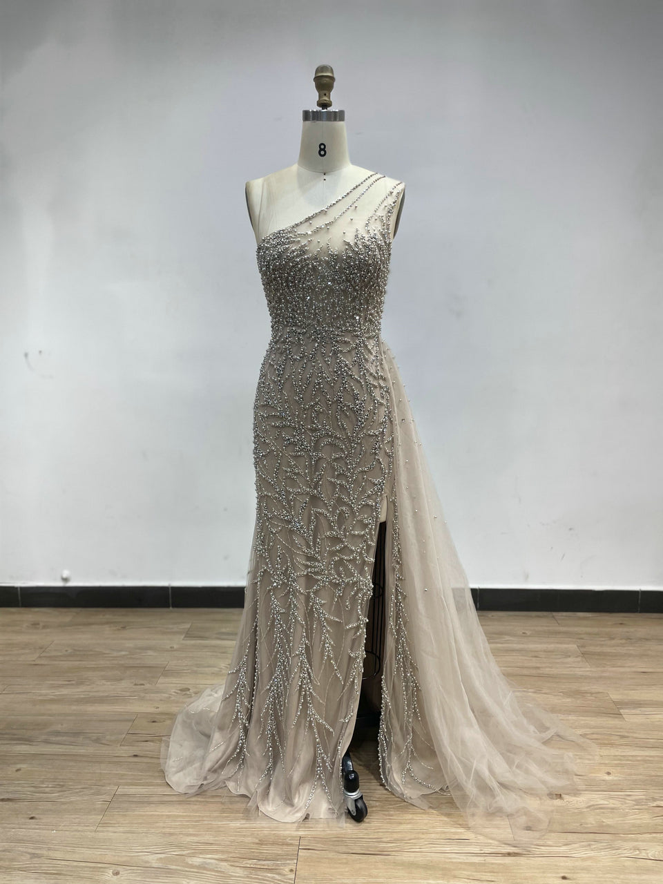 High Split Beading Pearl Dress DDS053